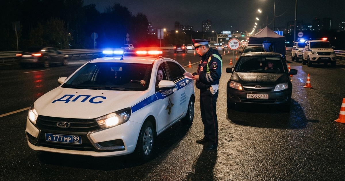 Инспектор ДПС оформляет протокол освидетельствования на состояние опьянения